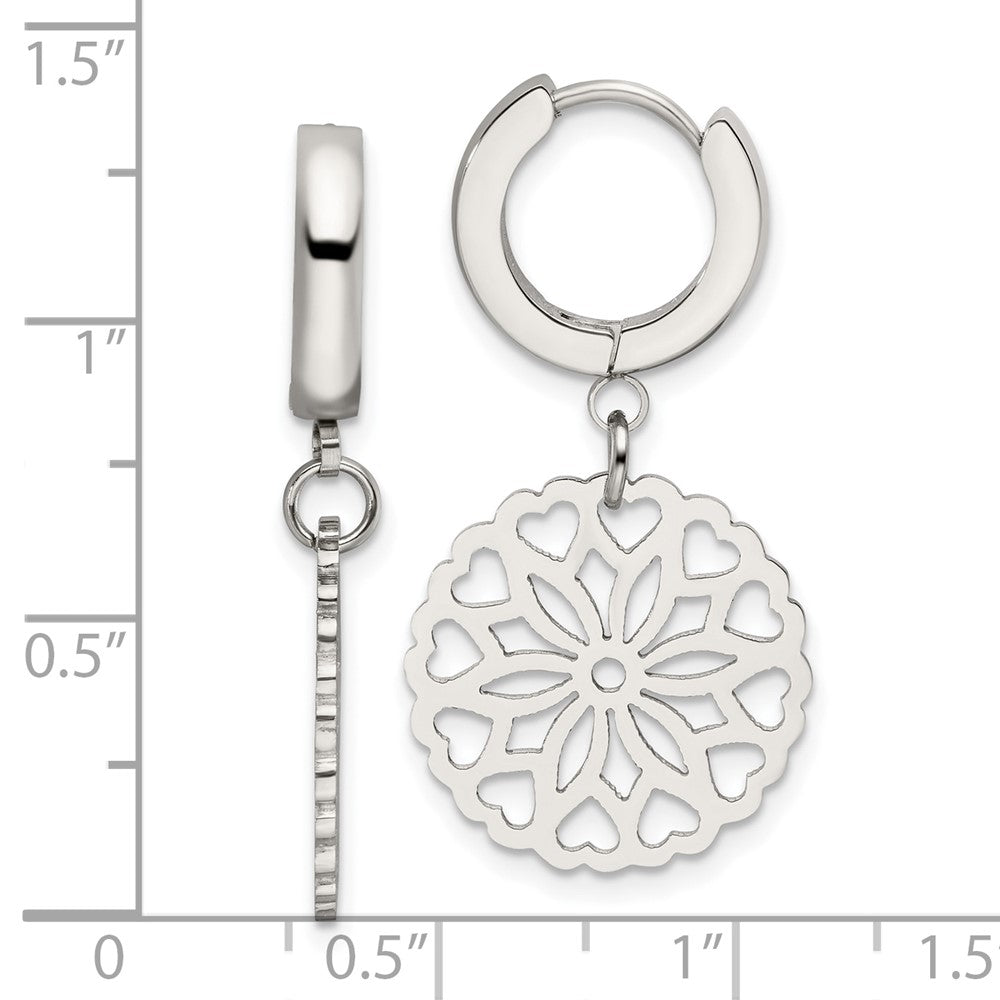 FJC Finejewelers Stainless Steel Polished Flower Dangle Hinged Hoop Earrings 36 x 13 mm