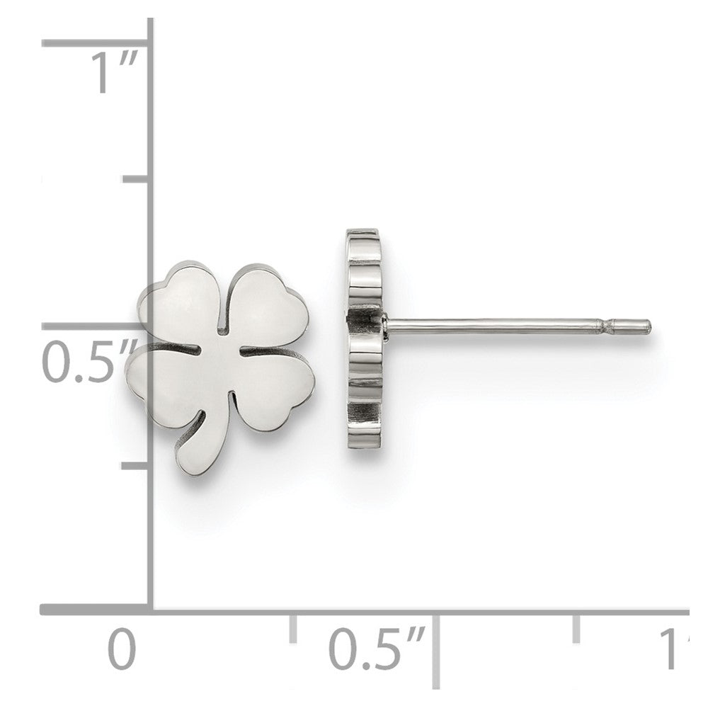FJC Finejewelers Stainless Steel Button Polished Four Leaf Clover Post Earrings 9 x 9 mm