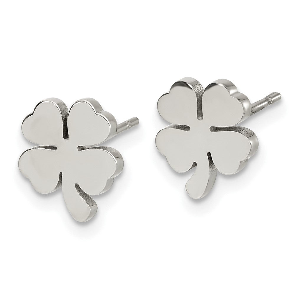 FJC Finejewelers Stainless Steel Button Polished Four Leaf Clover Post Earrings 9 x 9 mm