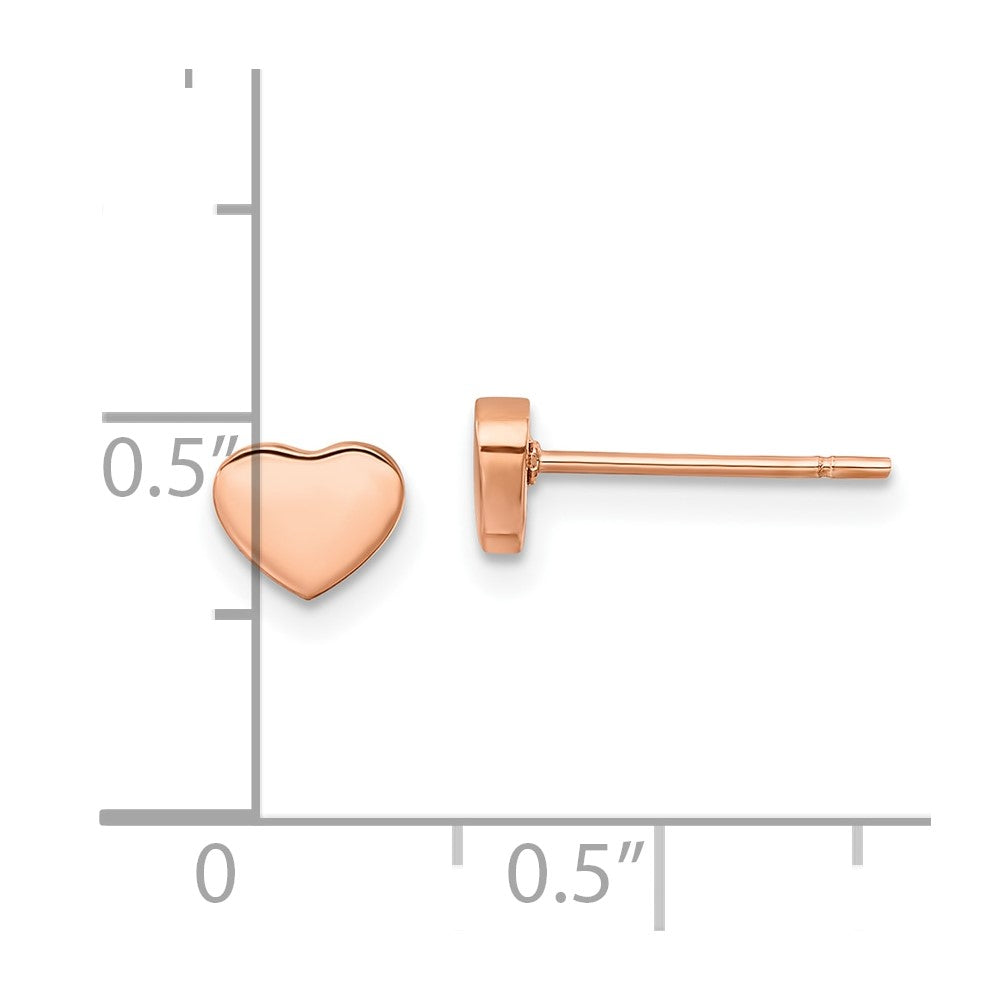 FJC Finejewelers Stainless Steel Button Polished Rose IP-plated Heart Post Earrings 5 x 5 mm