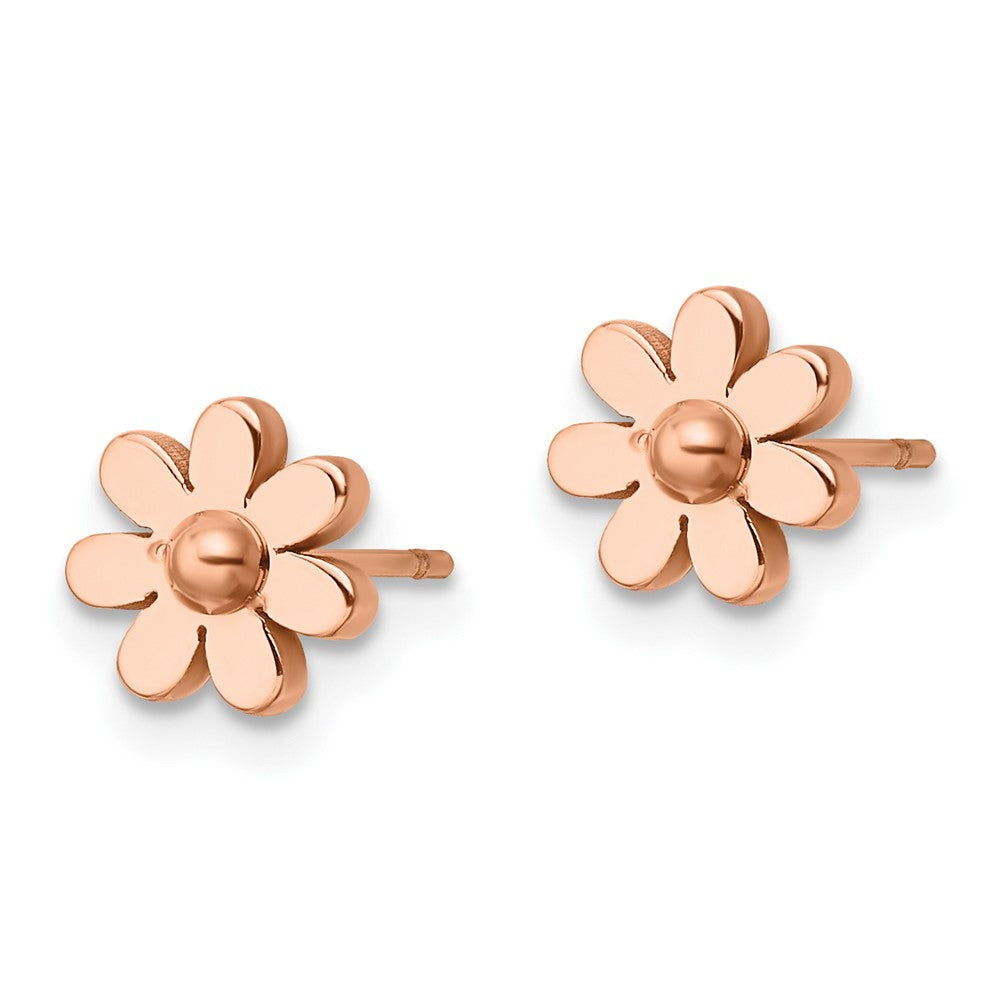 FJC Finejewelers Stainless Steel Button Polished Rose IP-plated Flower Post Earrings 7 x 7 mm