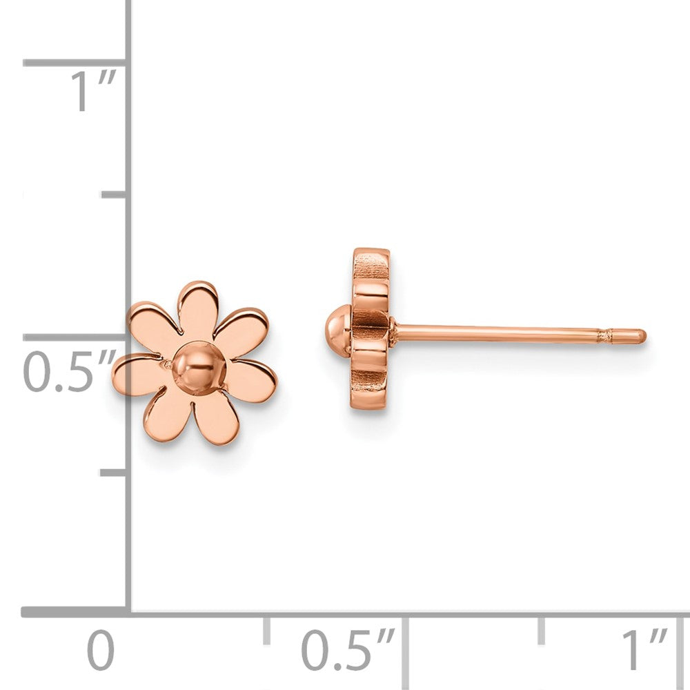 FJC Finejewelers Stainless Steel Button Polished Rose IP-plated Flower Post Earrings 7 x 7 mm
