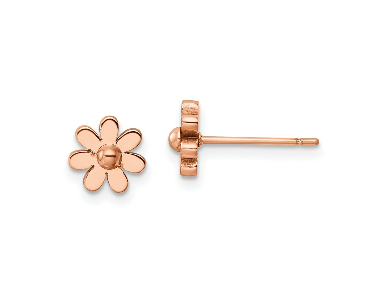 FJC Finejewelers Stainless Steel Button Polished Rose IP-plated Flower Post Earrings 7 x 7 mm
