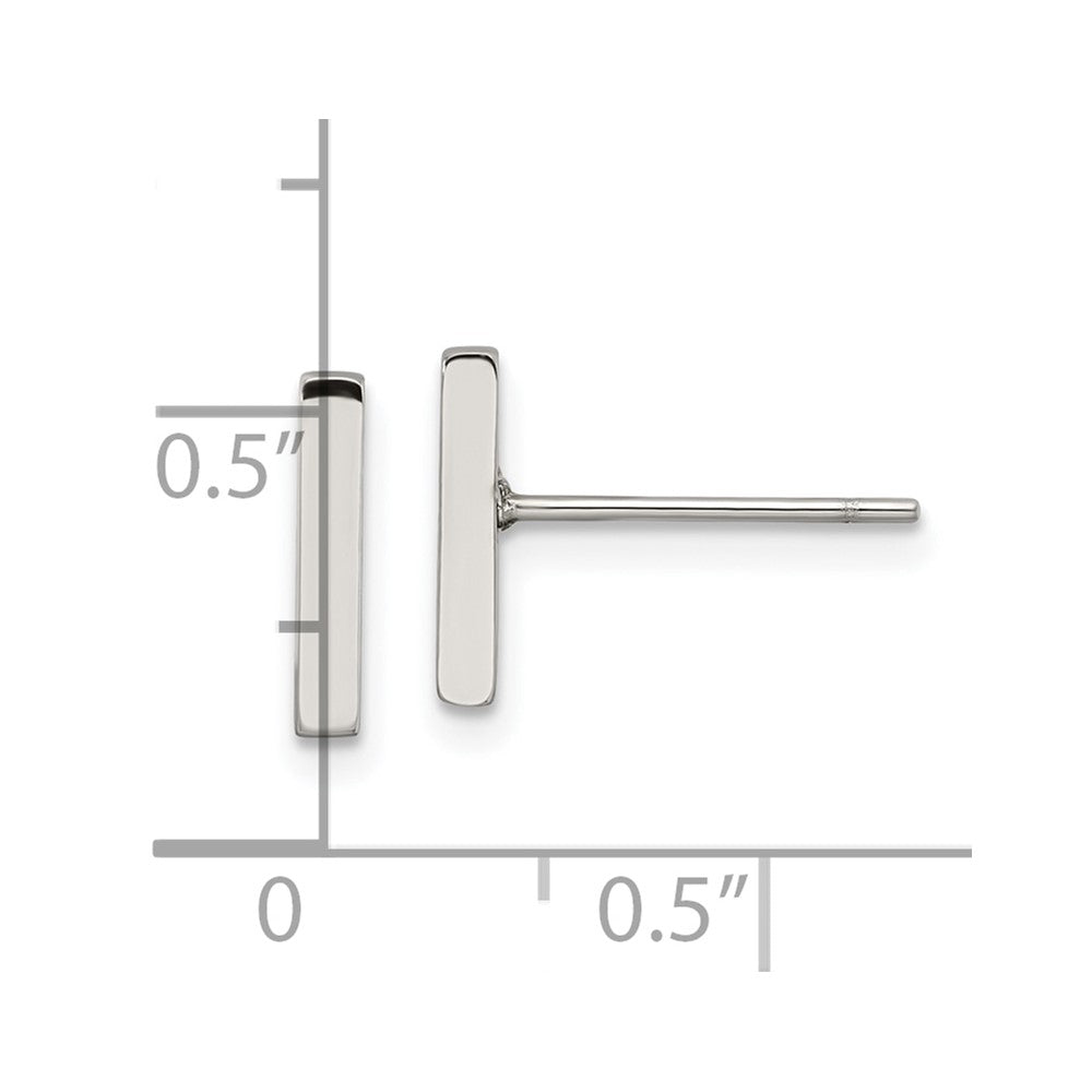 FJC Finejewelers Stainless Steel Button Polished Bar Post Earrings 10 x 2 mm