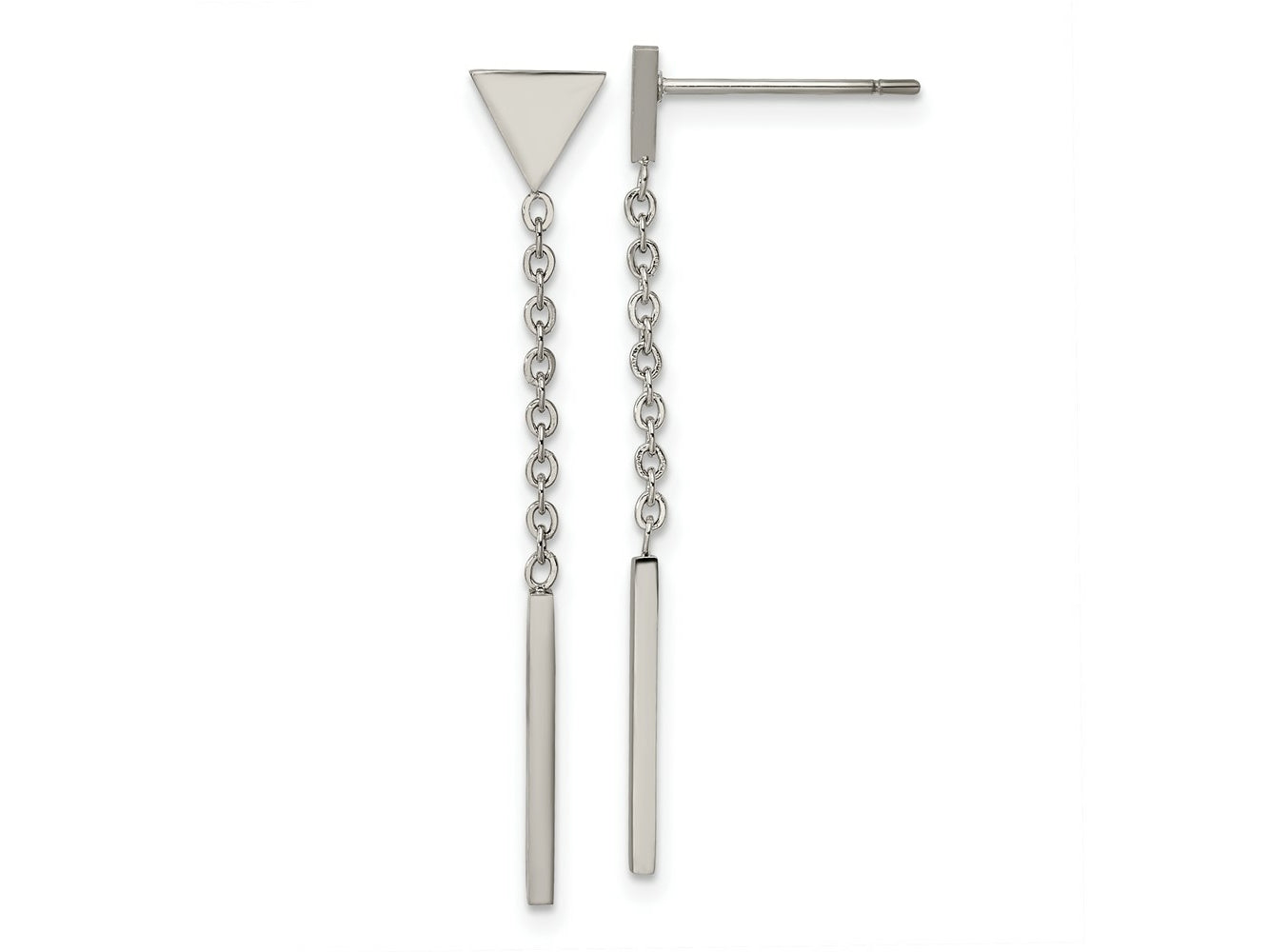 FJC Finejewelers Stainless Steel Polished Dangle Bar Triangle Post Earrings 35 x 1 mm