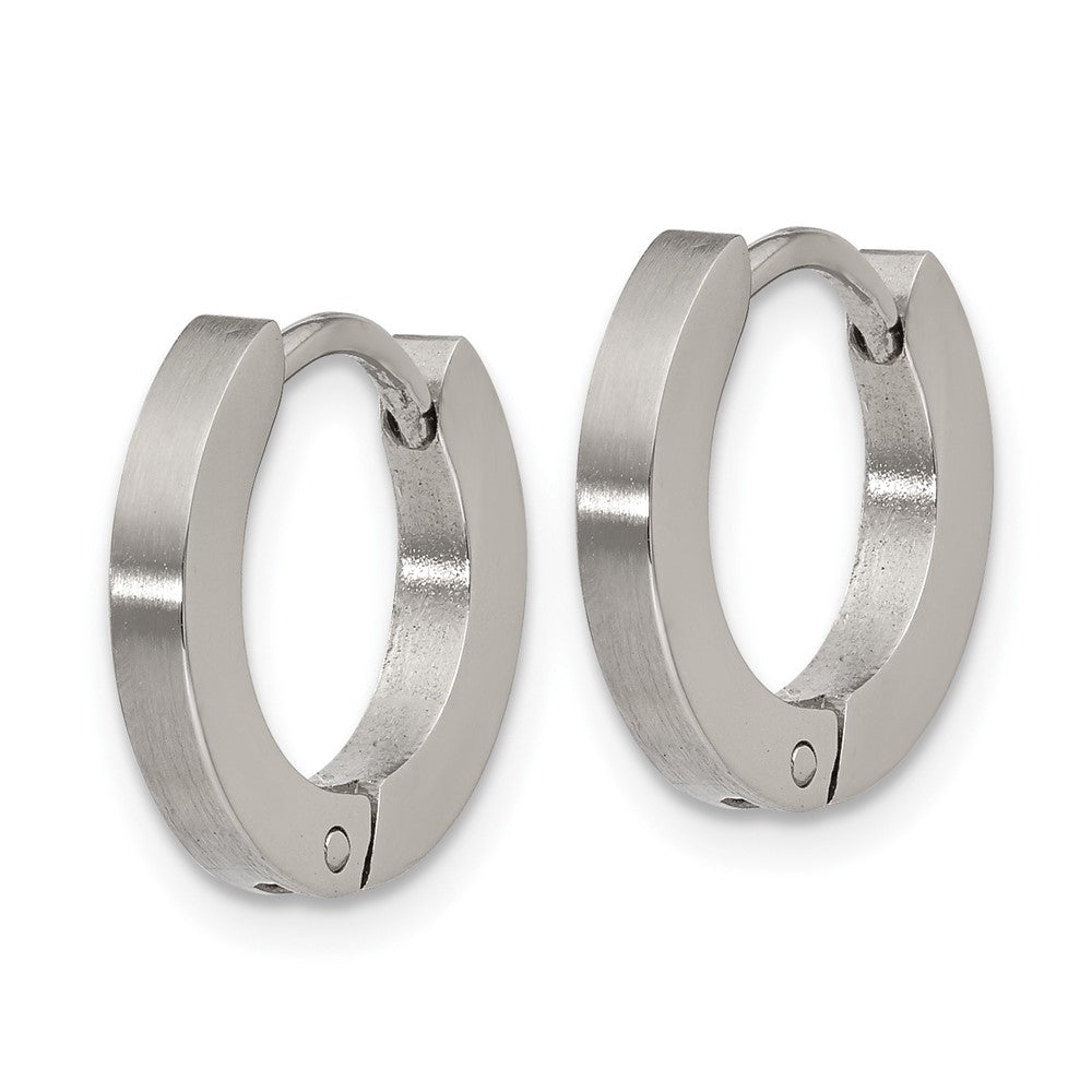 FJC Finejewelers Stainless Steel Brushed and Polished 2mm Hinged Hoop Earrings 13 mm x 13 mm