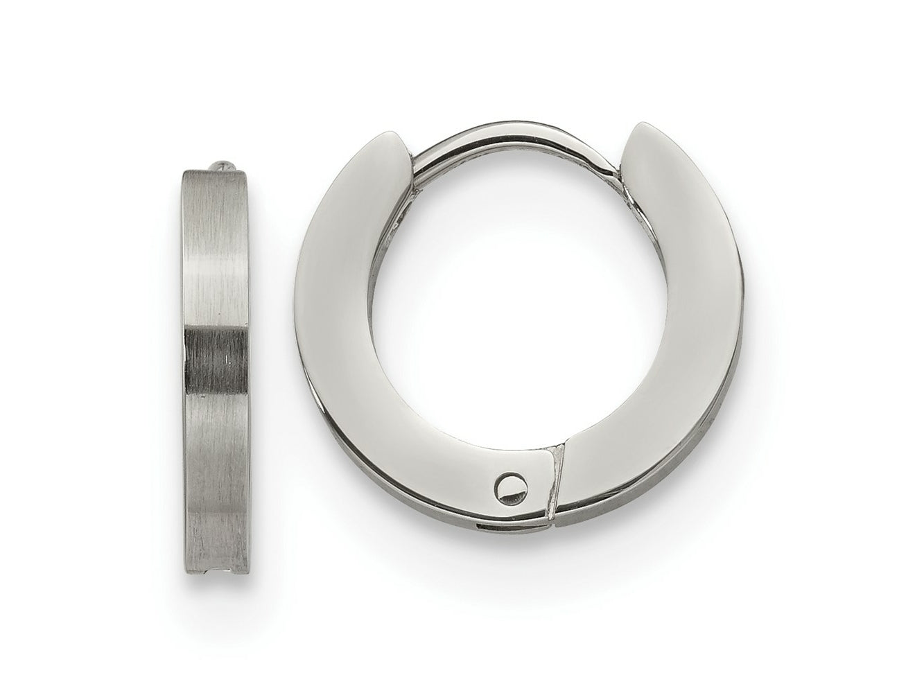 FJC Finejewelers Stainless Steel Brushed and Polished 2mm Hinged Hoop Earrings 13 mm x 13 mm