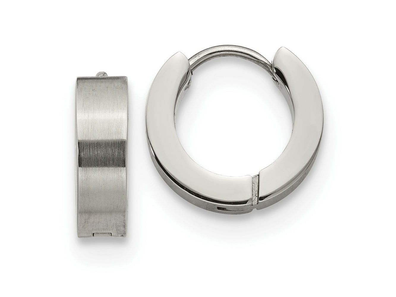 FJC Finejewelers Stainless Steel Brushed and Polished 4mm Hinged Hoop Earrings 13 mm x 13 mm