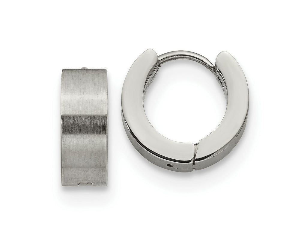 FJC Finejewelers Stainless Steel Brushed and Polished 5mn Hinged Hoop Earrings 13 x 13 mm