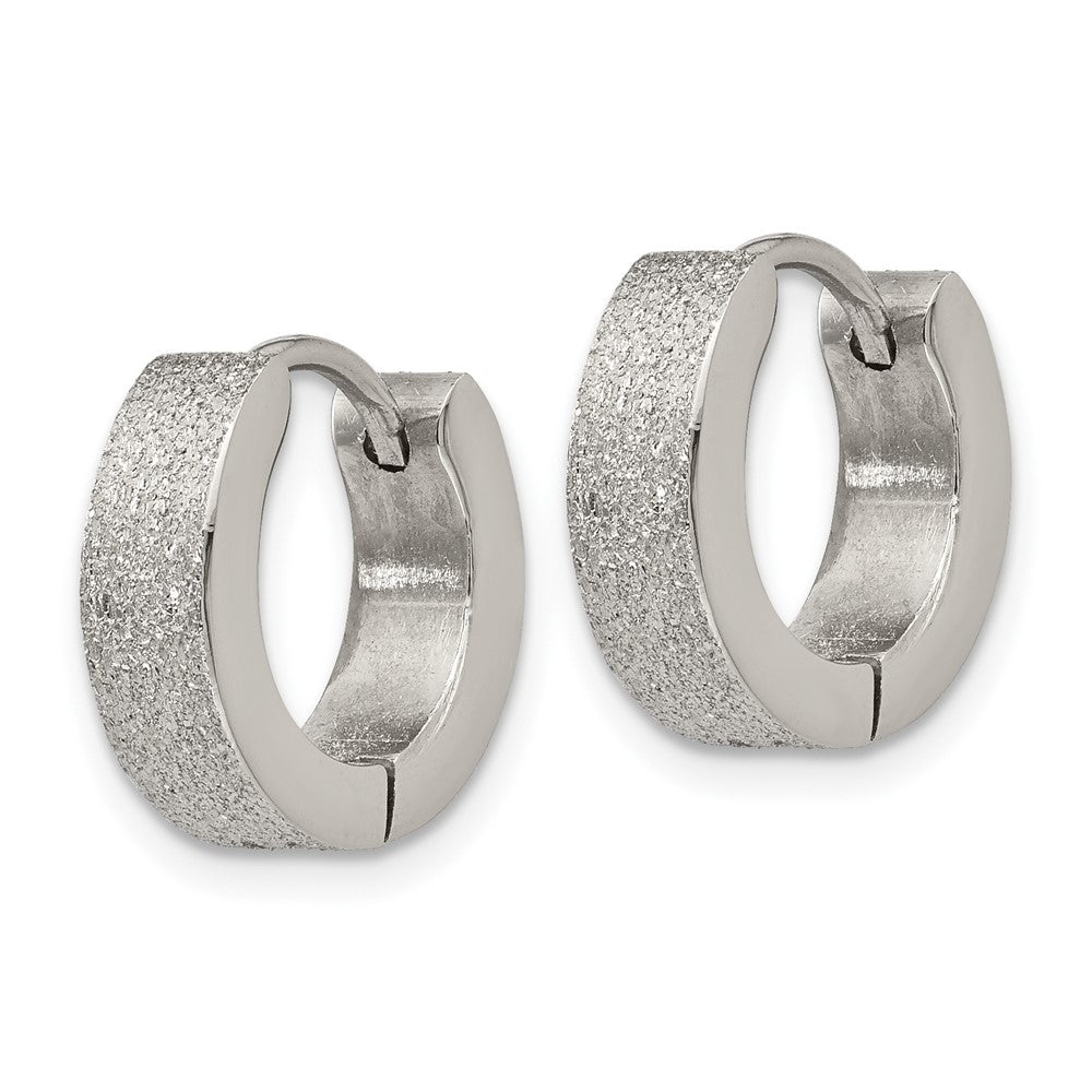 FJC Finejewelers Stainless Steel Polished and Sandblasted 4mm Hinged Hoop Earrings 13 mm x 13 mm