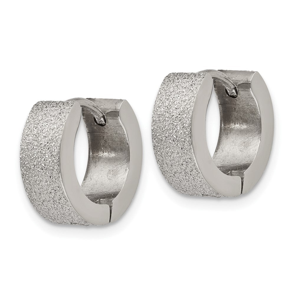FJC Finejewelers Stainless Steel Polished and Sandblasted 5mm Hinged Hoop Earrings 13 mm x 13 mm