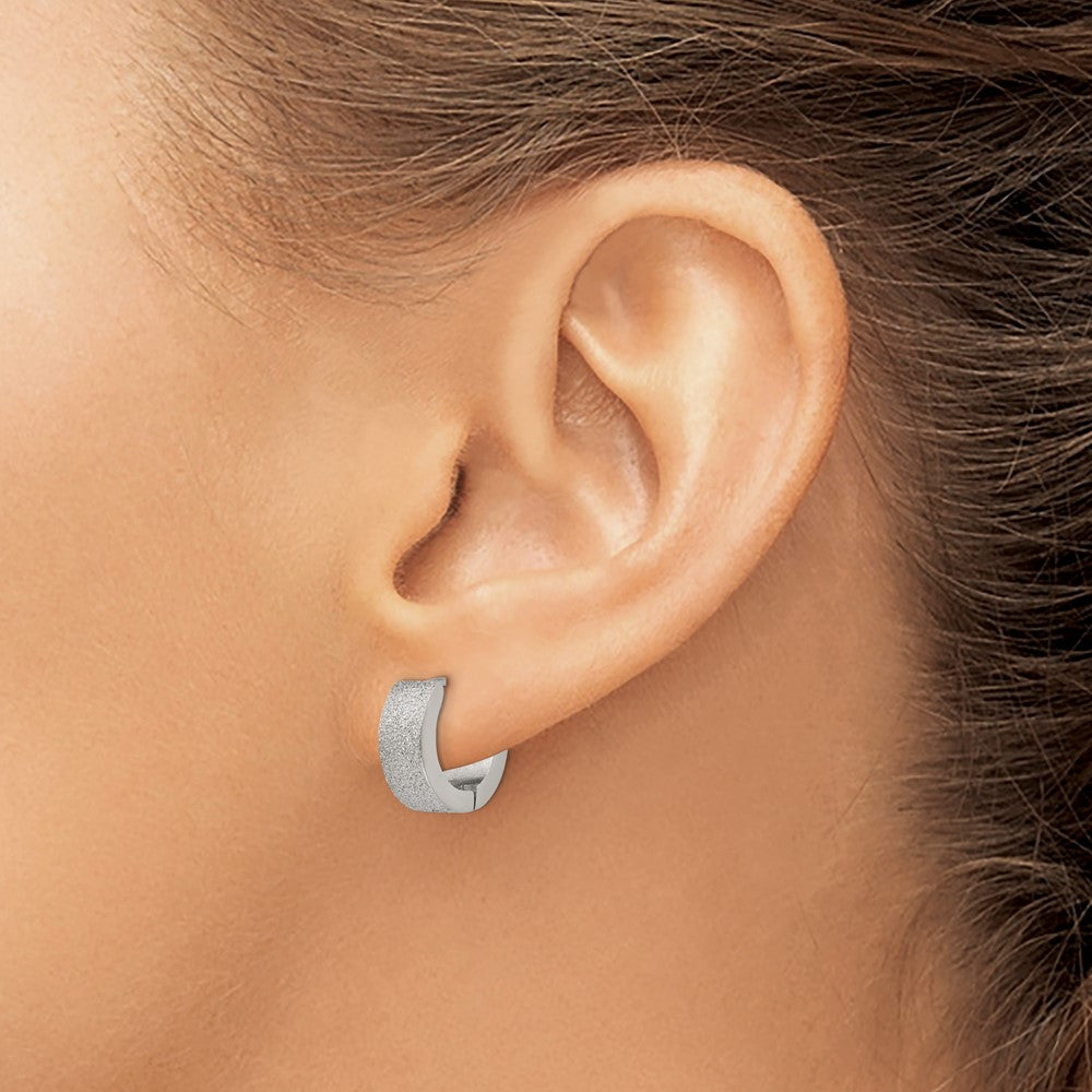 FJC Finejewelers Stainless Steel Polished and Sandblasted 5mm Hinged Hoop Earrings 13 mm x 13 mm