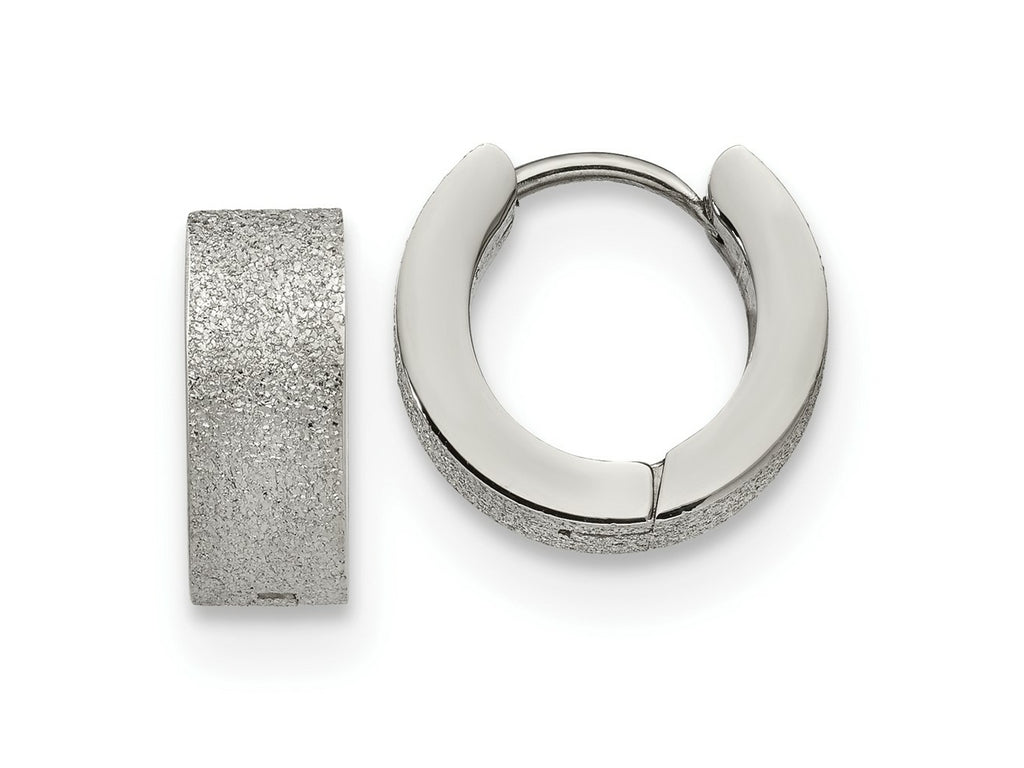 FJC Finejewelers Stainless Steel Polished and Sandblasted 5mm Hinged Hoop Earrings 13 mm x 13 mm