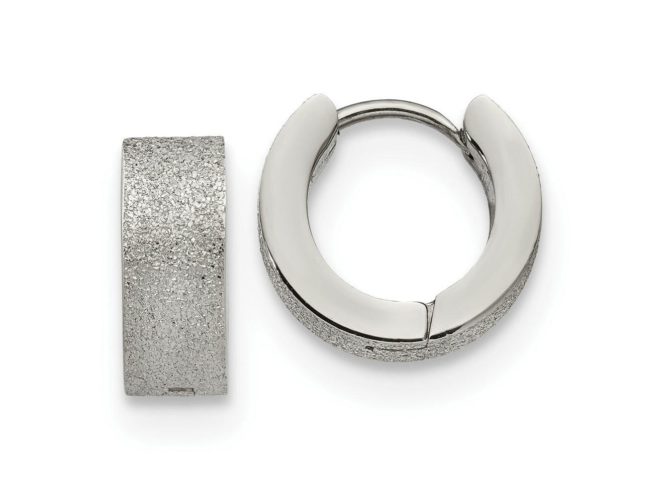 FJC Finejewelers Stainless Steel Polished and Sandblasted 5mm Hinged Hoop Earrings 13 mm x 13 mm