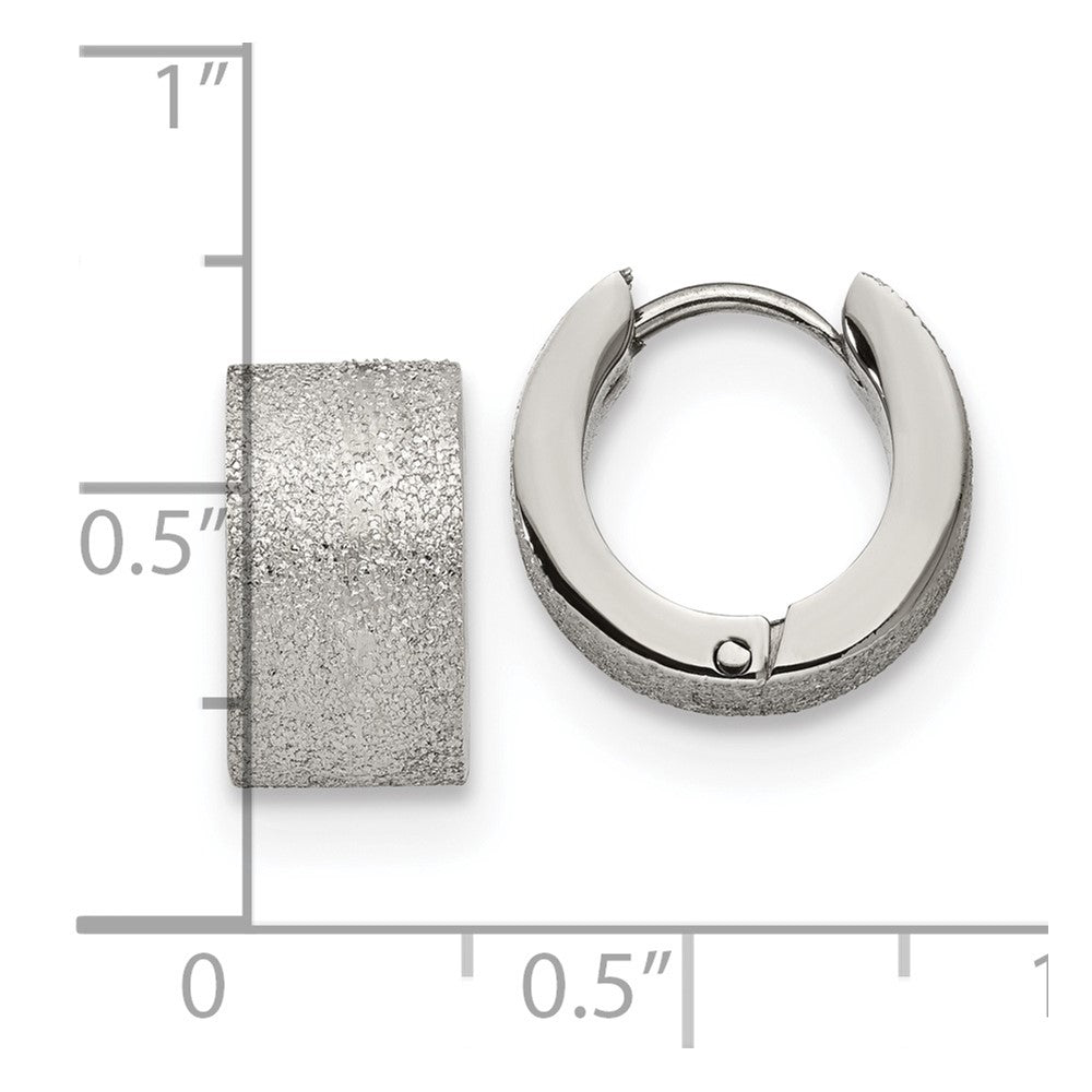 FJC Finejewelers Stainless Steel Polished and Sandblasted 7mm Hinged Hoop Earrings 13 mm x 13 mm