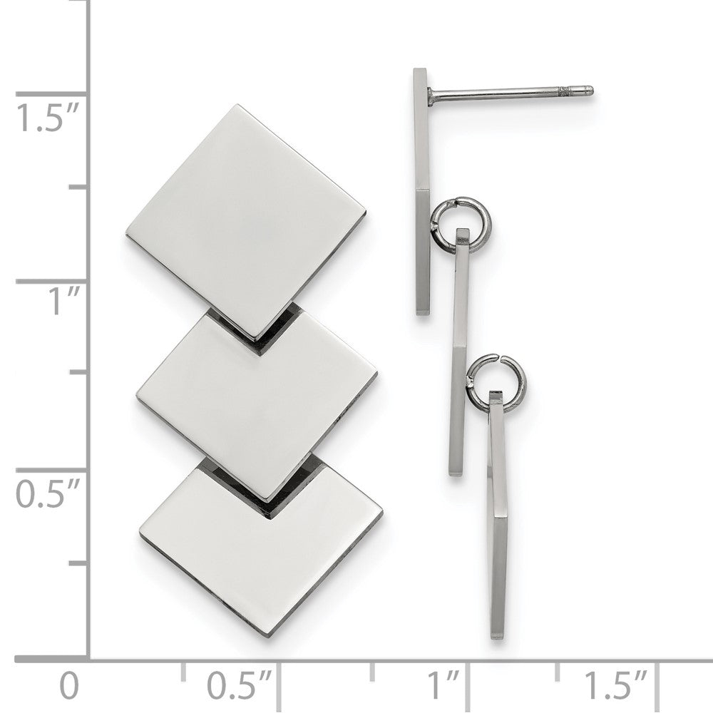 FJC Finejewelers Stainless Steel Polished Squares Post Dangle Earrings 36 x 1 mm