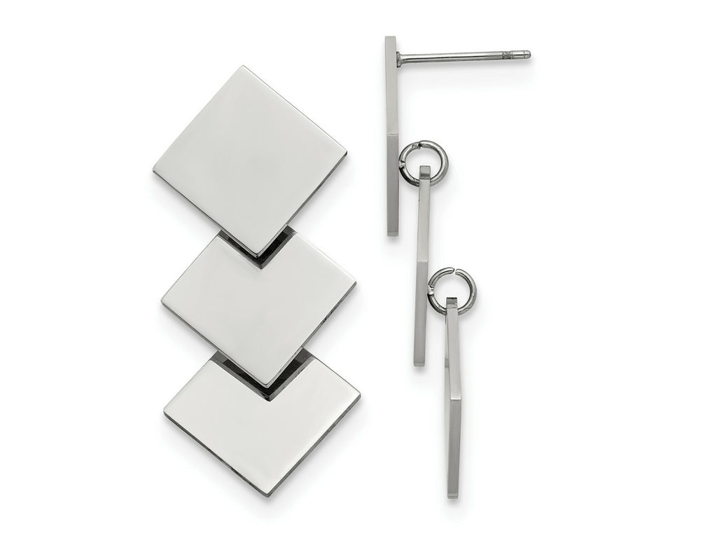 FJC Finejewelers Stainless Steel Polished Squares Post Dangle Earrings 36 x 1 mm