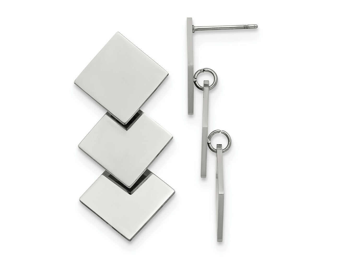 FJC Finejewelers Stainless Steel Polished Squares Post Dangle Earrings 36 x 1 mm