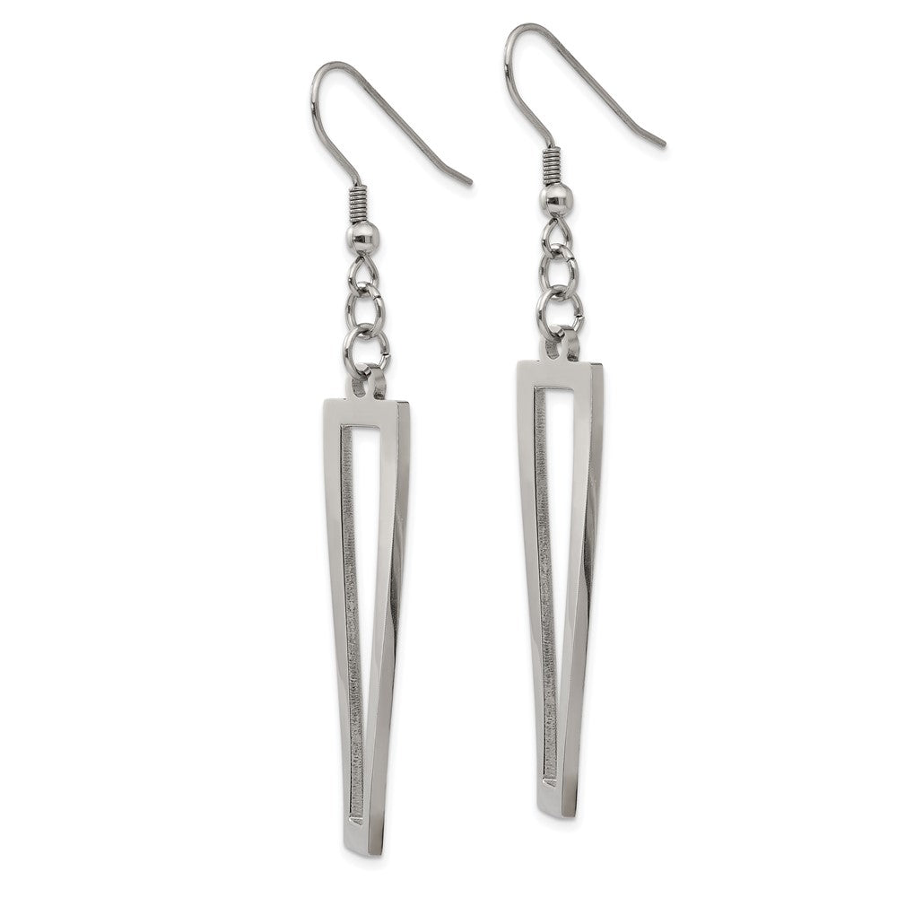 FJC Finejewelers Stainless Steel Polished Twisted Rectangle Dangle Shepherd Hook Earrings 38 x 1 mm