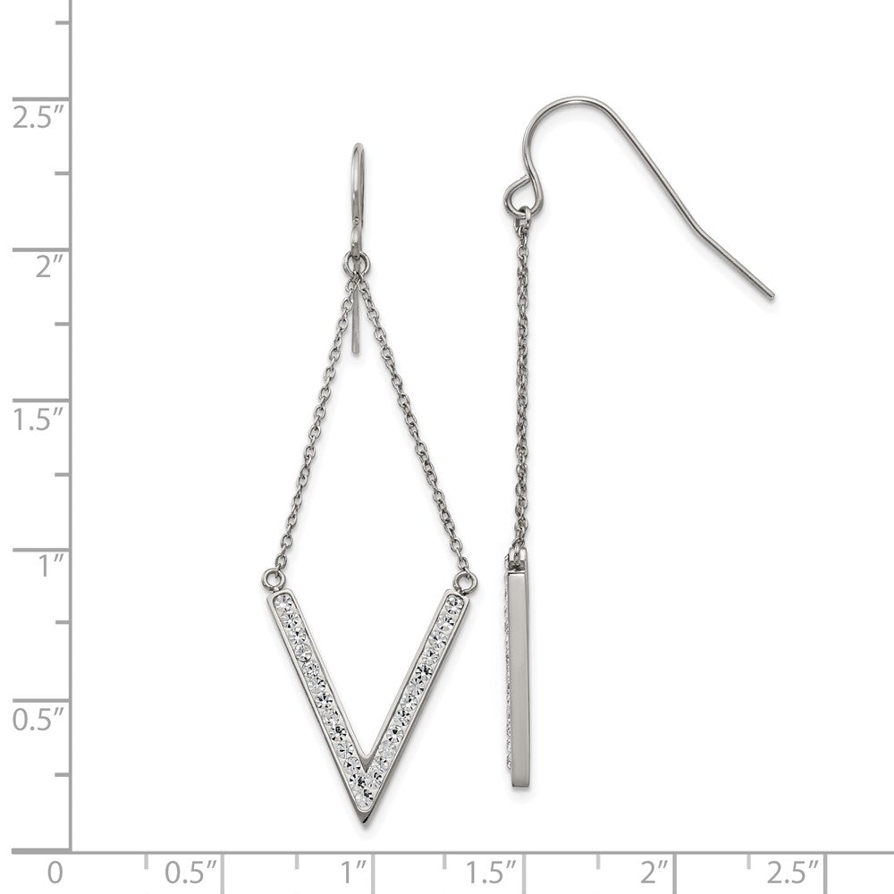 FJC Finejewelers Stainless Steel Dangle with Preciosa Crystal V-shape Shepherd Hook Earrings 20 x 1 mm