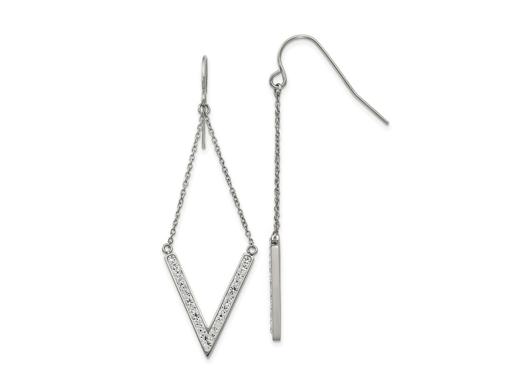 FJC Finejewelers Stainless Steel Dangle with Preciosa Crystal V-shape Shepherd Hook Earrings 20 x 1 mm