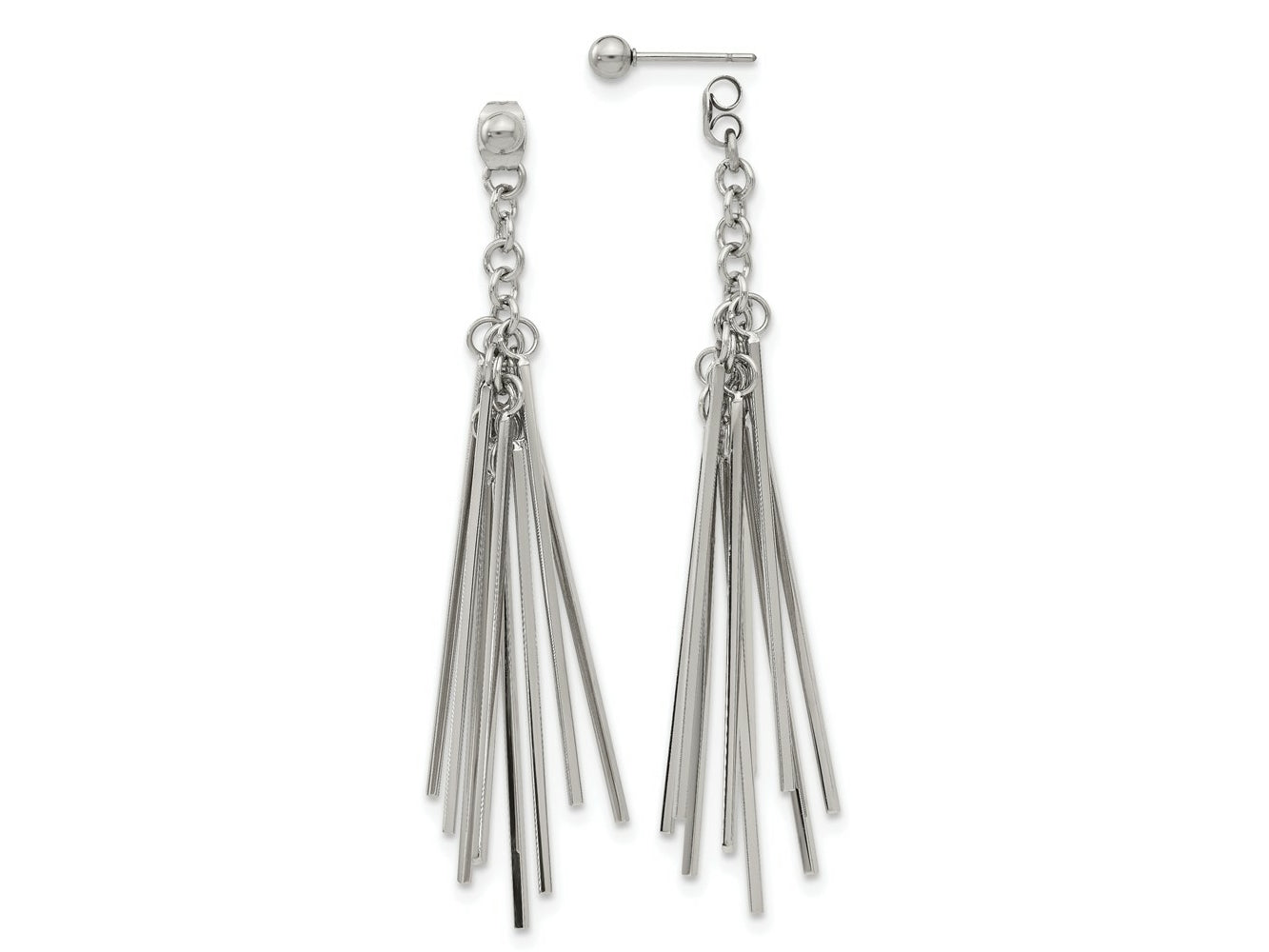FJC Finejewelers Stainless Steel Polished Multi Bar Front and Back Post Dangle Earrings 72 x 9 mm