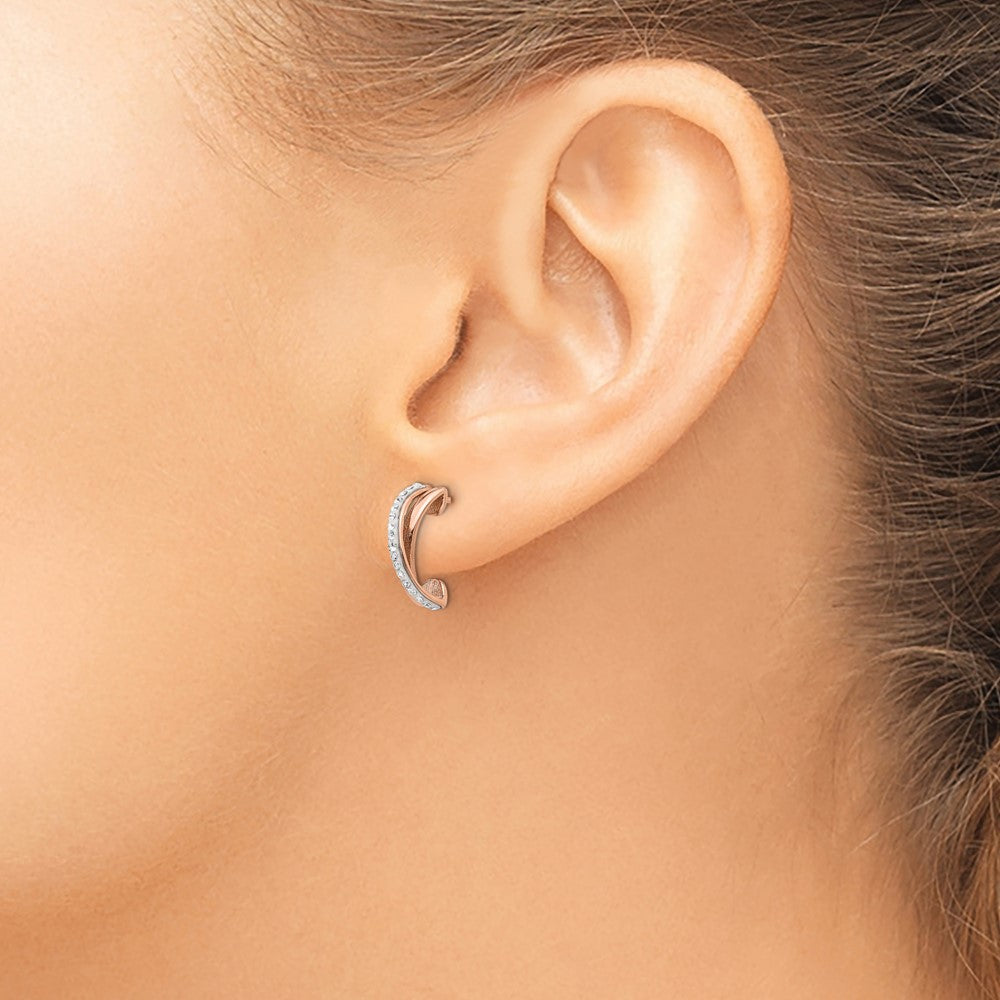 FJC Finejewelers Stainless Steel Hoop Rose IP-plated with Preciosa Crystal Post Earrings 13 x 2 mm
