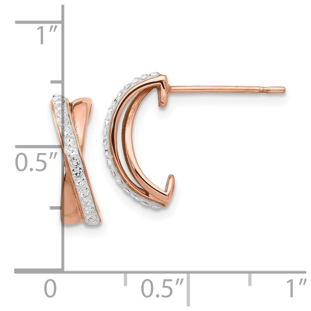 FJC Finejewelers Stainless Steel Hoop Rose IP-plated with Preciosa Crystal Post Earrings 13 x 2 mm