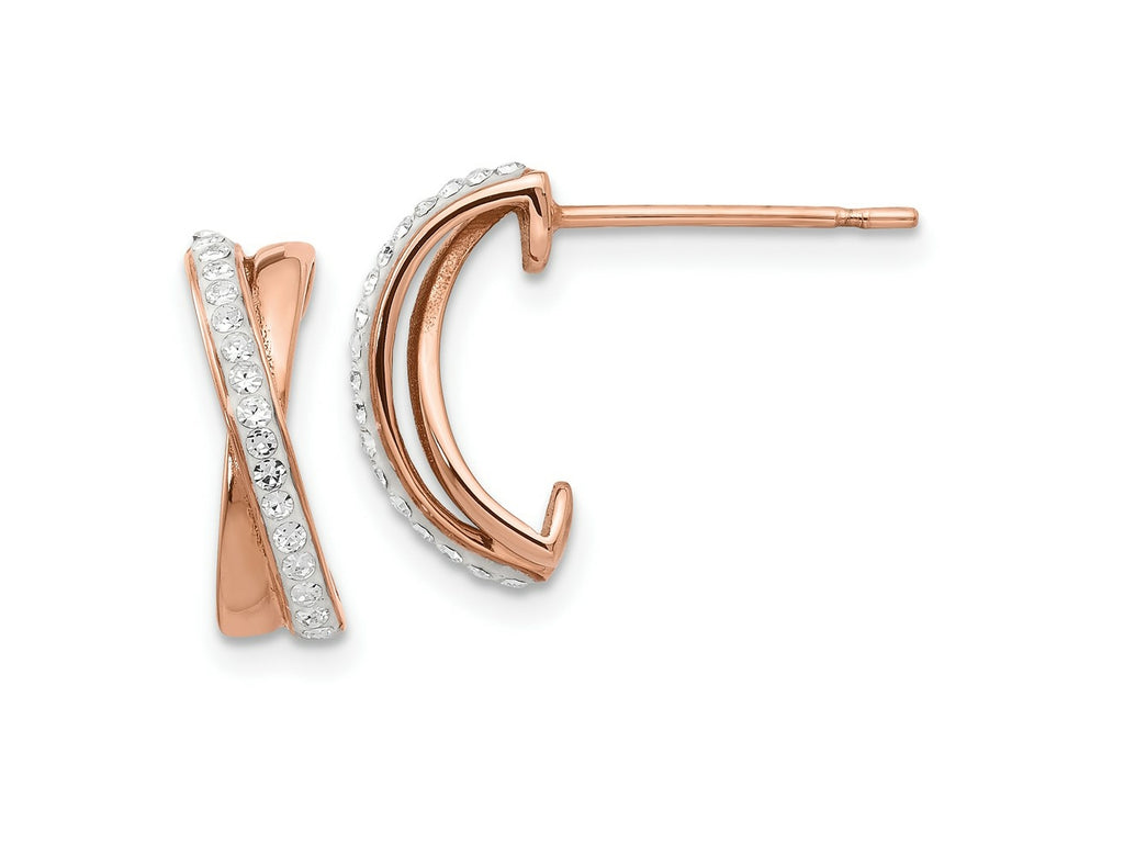 FJC Finejewelers Stainless Steel Hoop Rose IP-plated with Preciosa Crystal Post Earrings 13 x 2 mm