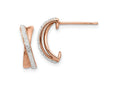 FJC Finejewelers Stainless Steel Hoop Rose IP-plated with Preciosa Crystal Post Earrings 13 x 2 mm