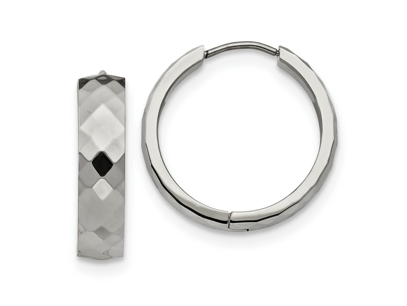 FJC Finejewelers Stainless Steel Polished and Textured 6mm Hinged Hoop Earrings 24 mm x 24 mm