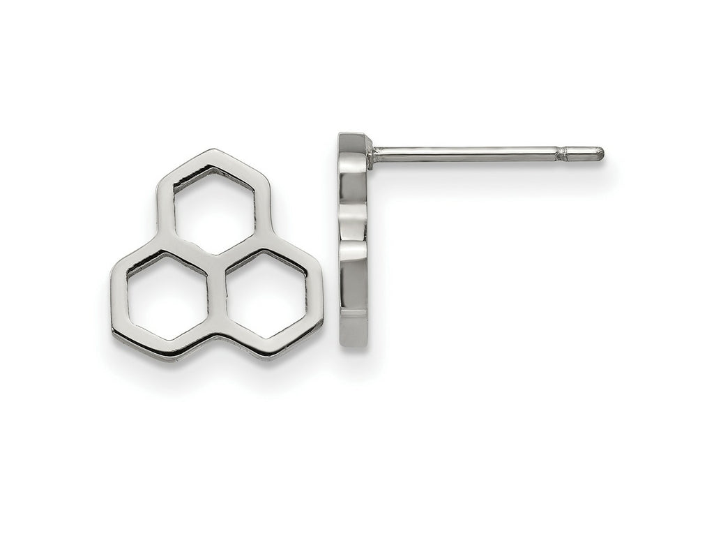FJC Finejewelers Stainless Steel Button Polished Honeycomb Post Earrings 9 x 10 mm