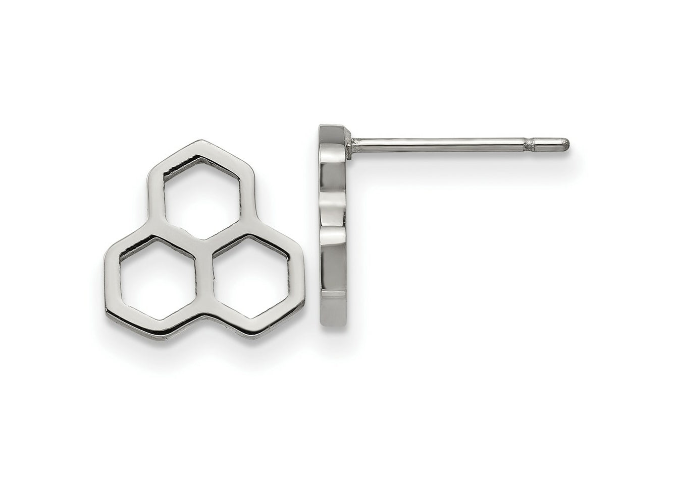 FJC Finejewelers Stainless Steel Button Polished Honeycomb Post Earrings 9 x 10 mm
