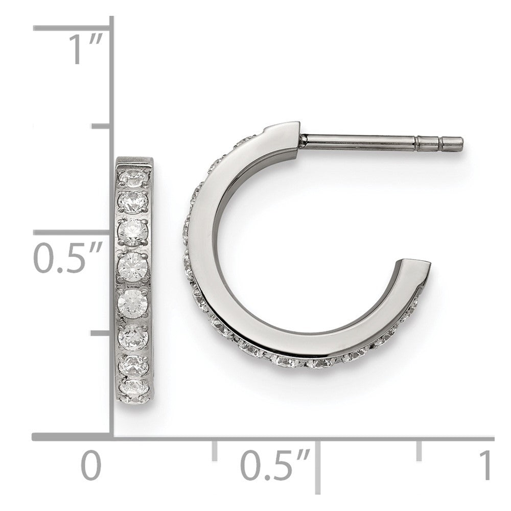 FJC Finejewelers Stainless Steel Polished with CZ Post Hoop Earrings 15 x 15 mm