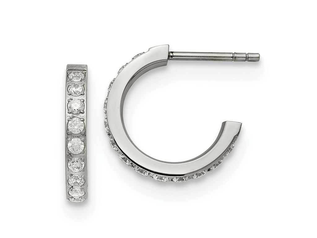 FJC Finejewelers Stainless Steel Polished with CZ Post Hoop Earrings 15 x 15 mm