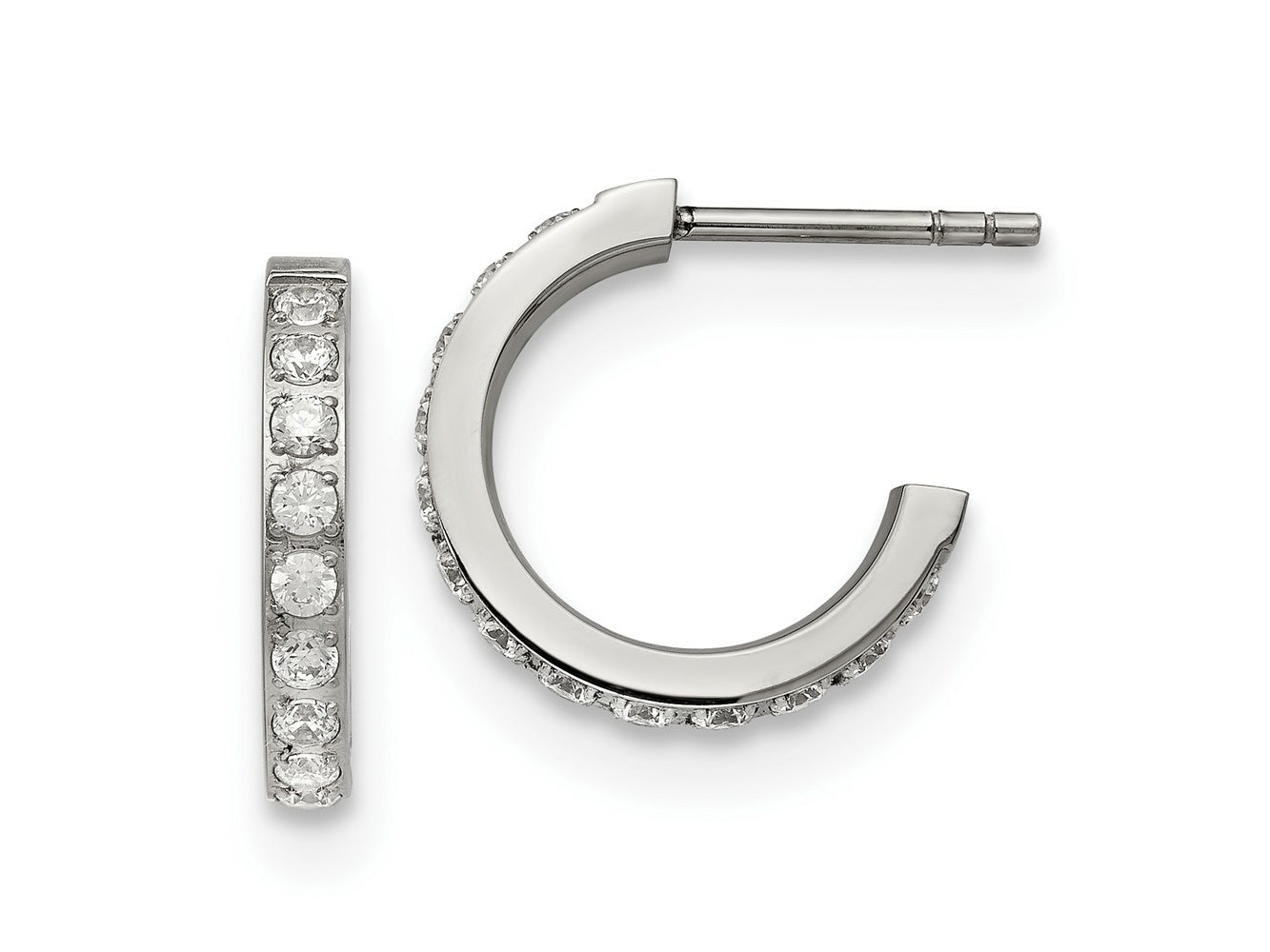 FJC Finejewelers Stainless Steel Polished with CZ Post Hoop Earrings 15 x 15 mm