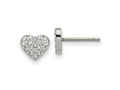 FJC Finejewelers Stainless Steel Button Polished with CZ Heart Post Earrings 7 x 8 mm