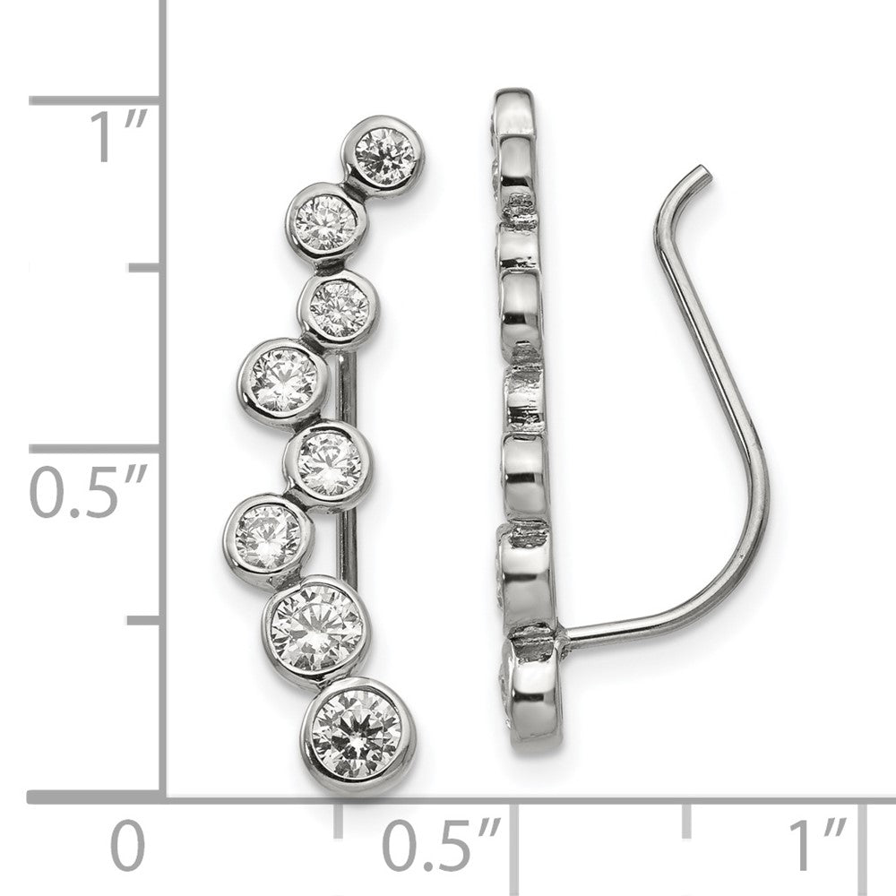 FJC Finejewelers Stainless Steel Polished with CZ Ear Climbers 25 x 1 mm