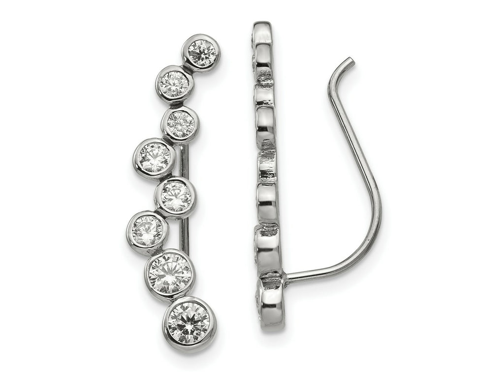FJC Finejewelers Stainless Steel Polished with CZ Ear Climbers 25 x 1 mm