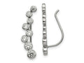 FJC Finejewelers Stainless Steel Polished with CZ Ear Climbers 25 x 1 mm
