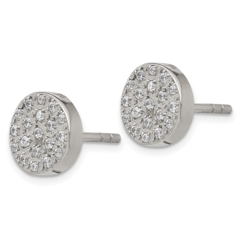 FJC Finejewelers Stainless Steel Button Polished with CZ Post Earrings 9 x 9 mm