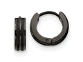 FJC Finejewelers Stainless Steel Polished Black IP Laser cut 4mm Hinged Hoop Earrings 13 mm x 14 mm