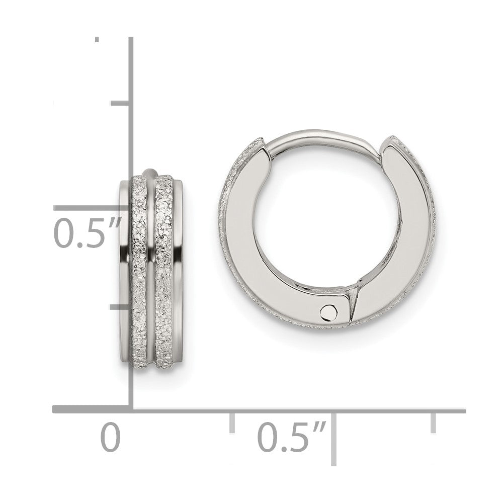 FJC Finejewelers Stainless Steel Polished Laser cut 4mm Hinged Hoop Earrings 13 mm x 14 mm