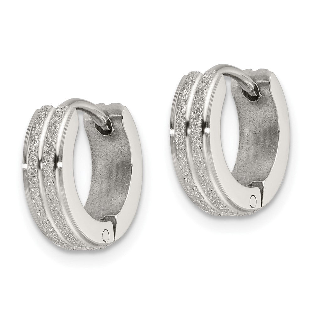 FJC Finejewelers Stainless Steel Polished Laser cut 4mm Hinged Hoop Earrings 13 mm x 14 mm