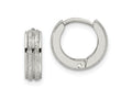 FJC Finejewelers Stainless Steel Polished Laser cut 4mm Hinged Hoop Earrings 13 mm x 14 mm