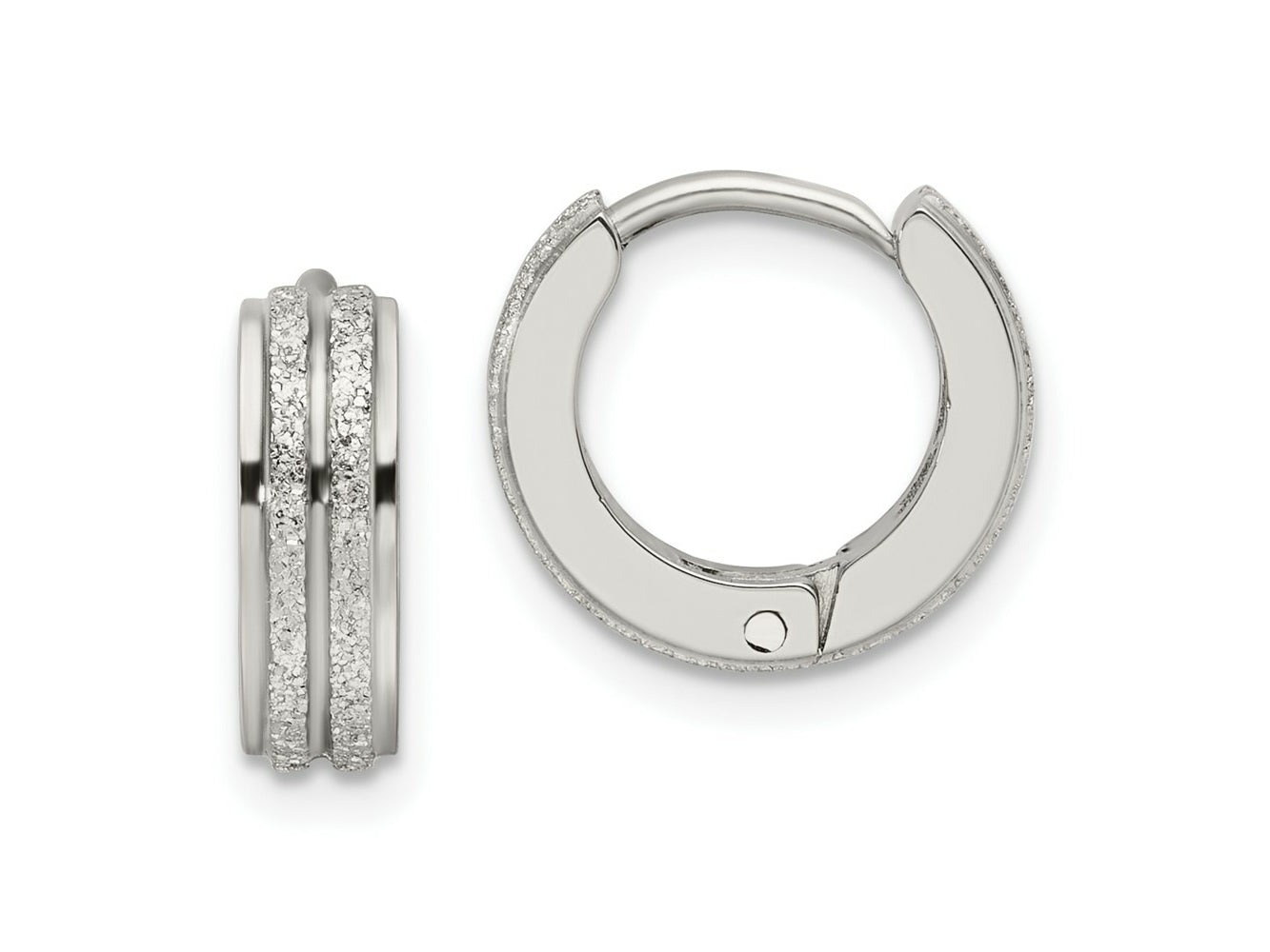 FJC Finejewelers Stainless Steel Polished Laser cut 4mm Hinged Hoop Earrings 13 mm x 14 mm