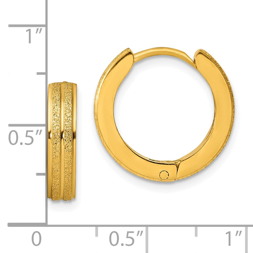 FJC Finejewelers Stainless Steel Polished Yellow IP Laser cut 4mm Hinged Hoop Earrings 13 mm x 14 mm