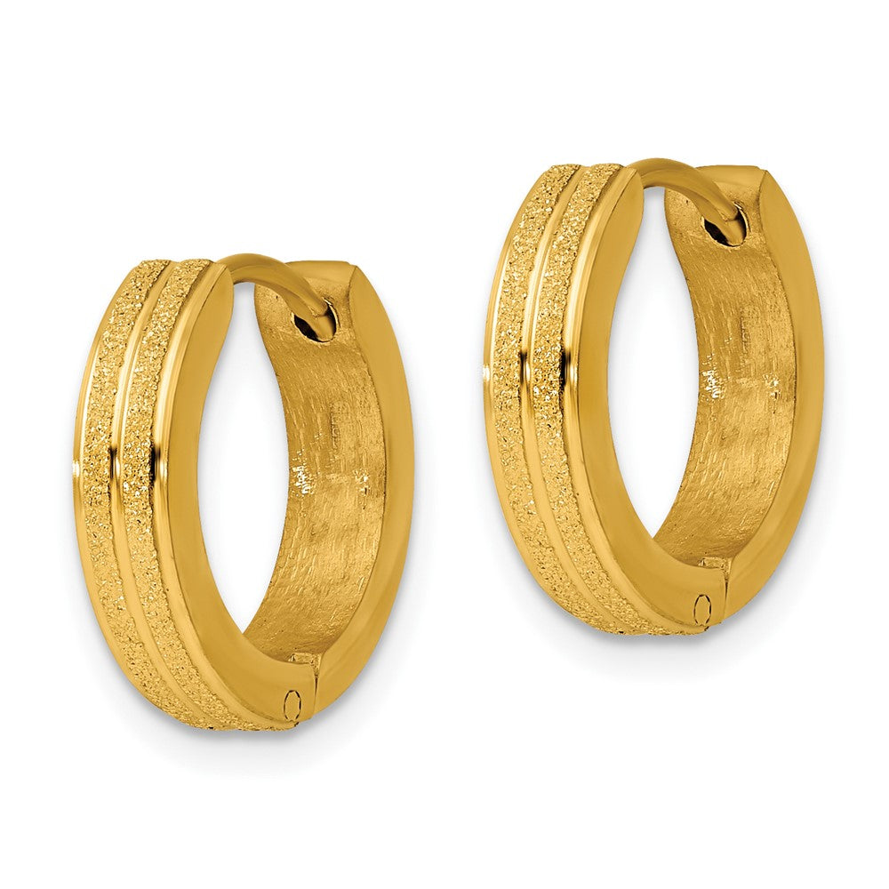FJC Finejewelers Stainless Steel Polished Yellow IP Laser cut 4mm Hinged Hoop Earrings 13 mm x 14 mm