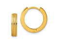 FJC Finejewelers Stainless Steel Polished Yellow IP Laser cut 4mm Hinged Hoop Earrings 13 mm x 14 mm