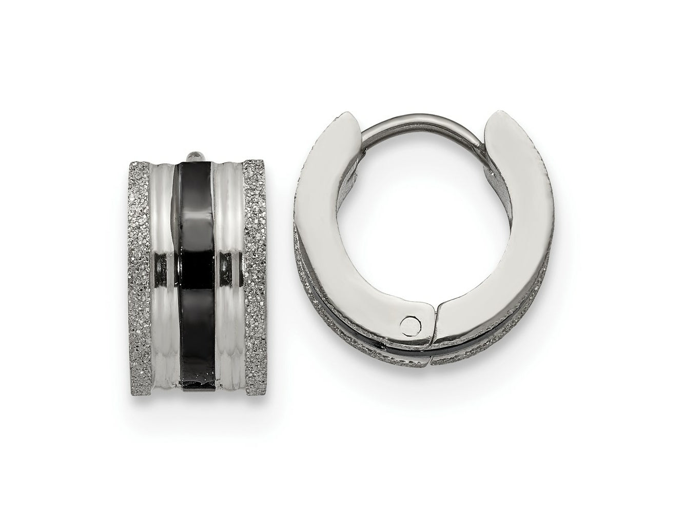 FJC Finejewelers Stainless Steel Polished Black IP-Plated Laser cut 7mm Hoop Earrings 12 mm x 13 mm